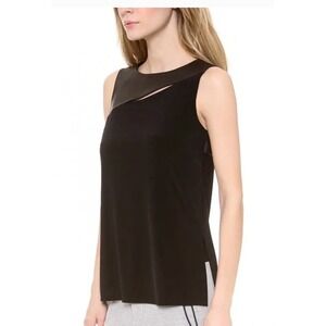 Rag and Bone Tank Top Women XS Black Leather Cutout Edgy Side Slits